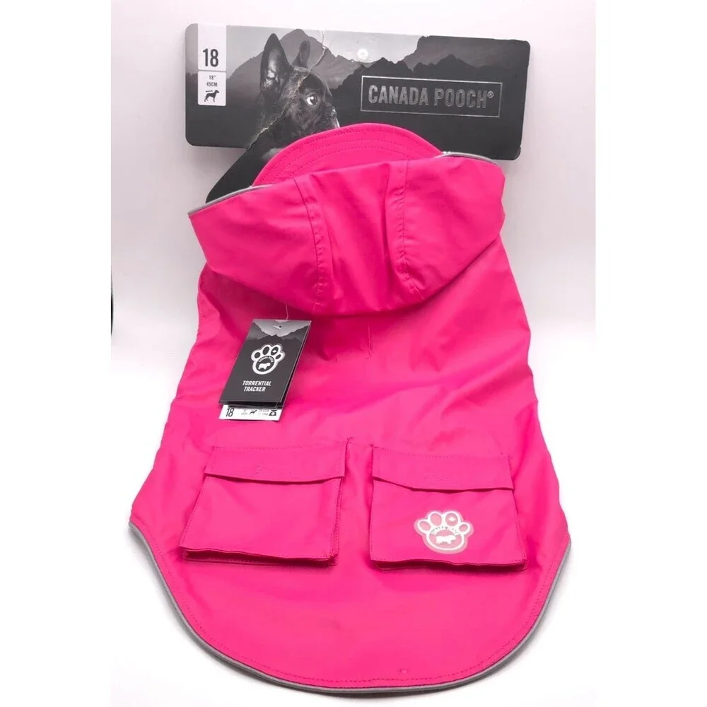 NWT‎ CANADA POOCH Torrential Tracker 18” PINK Rain Coat For Dogs 18 inch